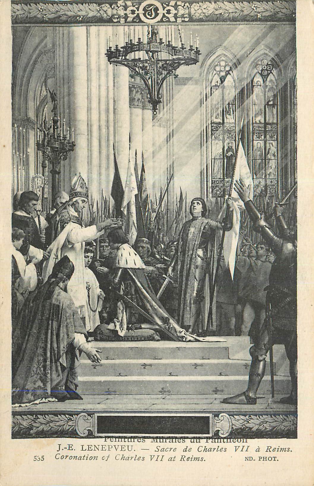 CPA Peintures Murales au Pantheon J E Lenepveu Sacre de Charles VII a Reims