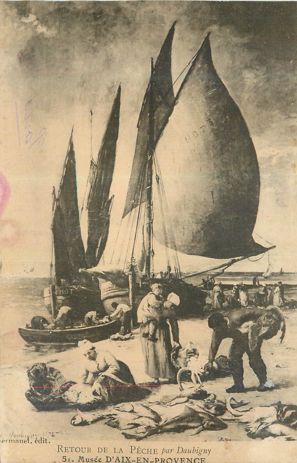 Rückkehr vom Fischen — Museum von Aix-en-Provence — von Daubigny — Verlag Hermanet