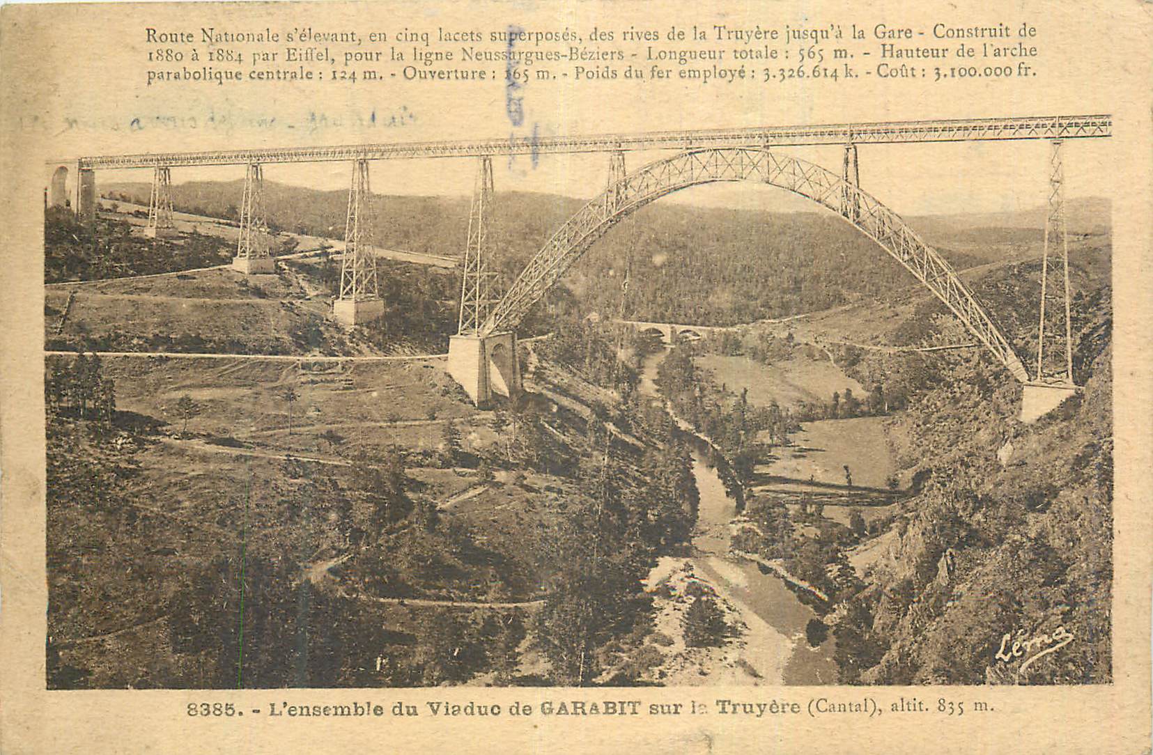 CPA L'Ensemble du Viaduc de Garabit sur la Truyere (Cantal) alt 835 m