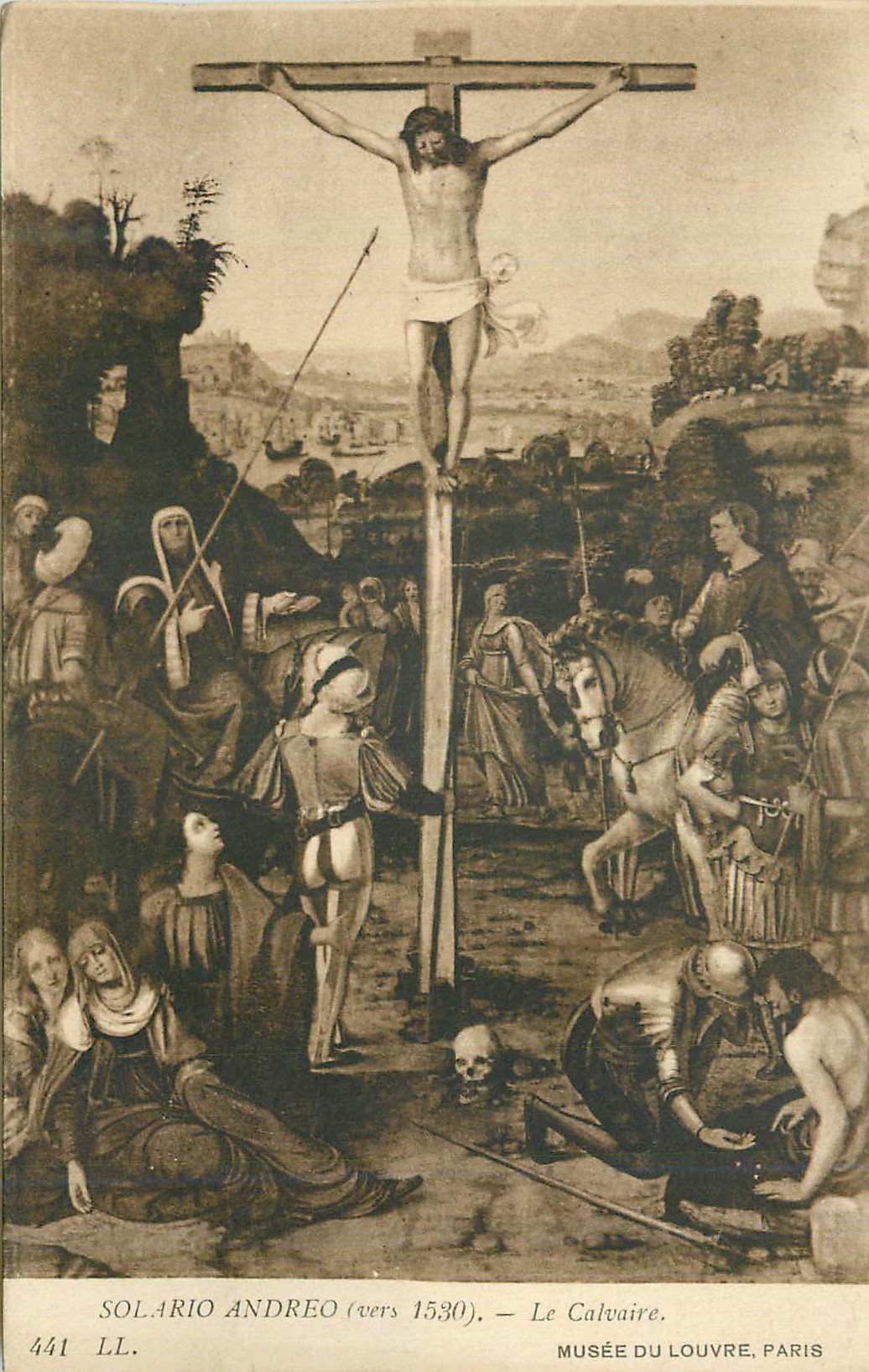 CPA Musee du Louvre Paris Salario Andreo (vers 1530) Le Calvaire