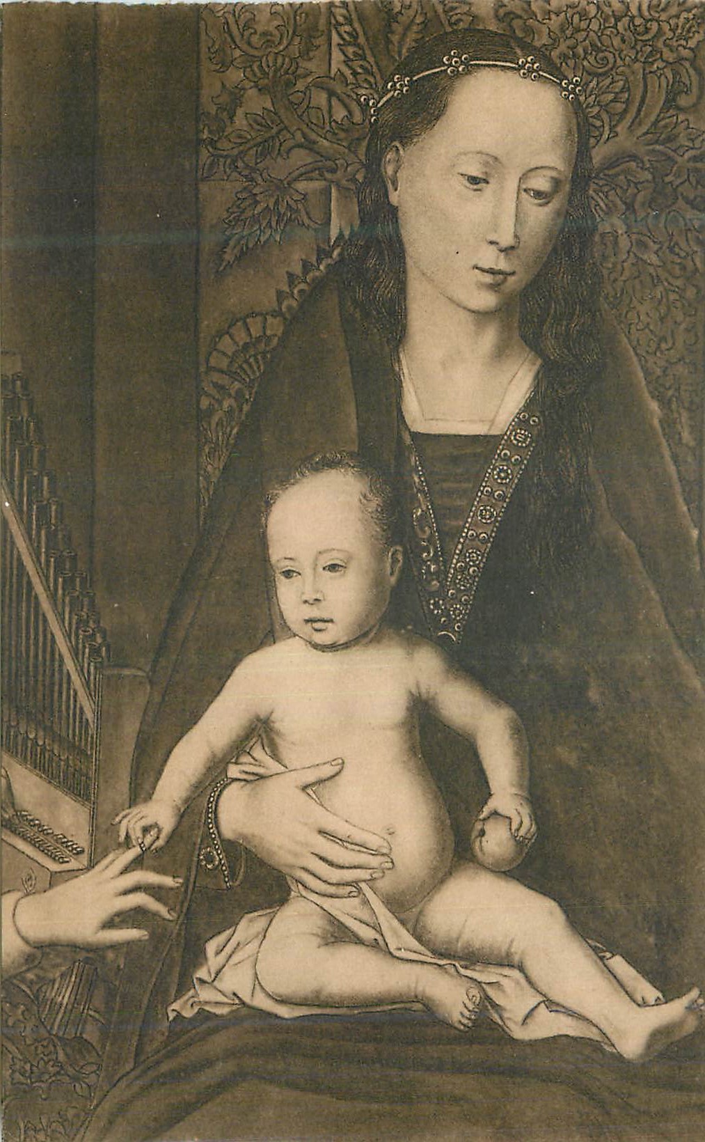 CPA Bruges Hopital Saint Jean Mariage Mystique de Sainte Catherine Detail du Triptyque La Vierge et l'Enfant