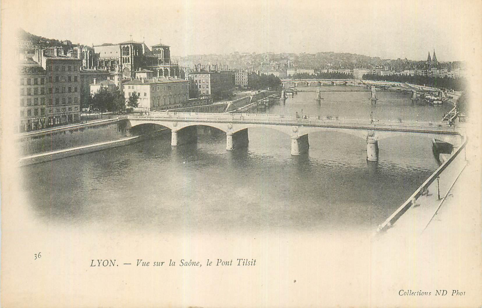 CPA Lyon Vue sur la Saone le Pont Tilsit (carte 1900)