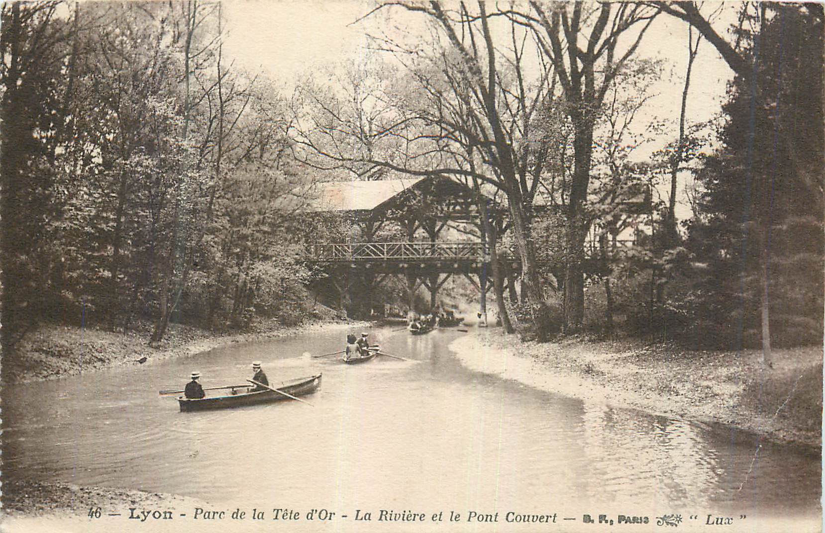 Lyon - Parc de la Tête d'Or - La Rivière et le Pont Couvert — B. F., Paris « Lux »