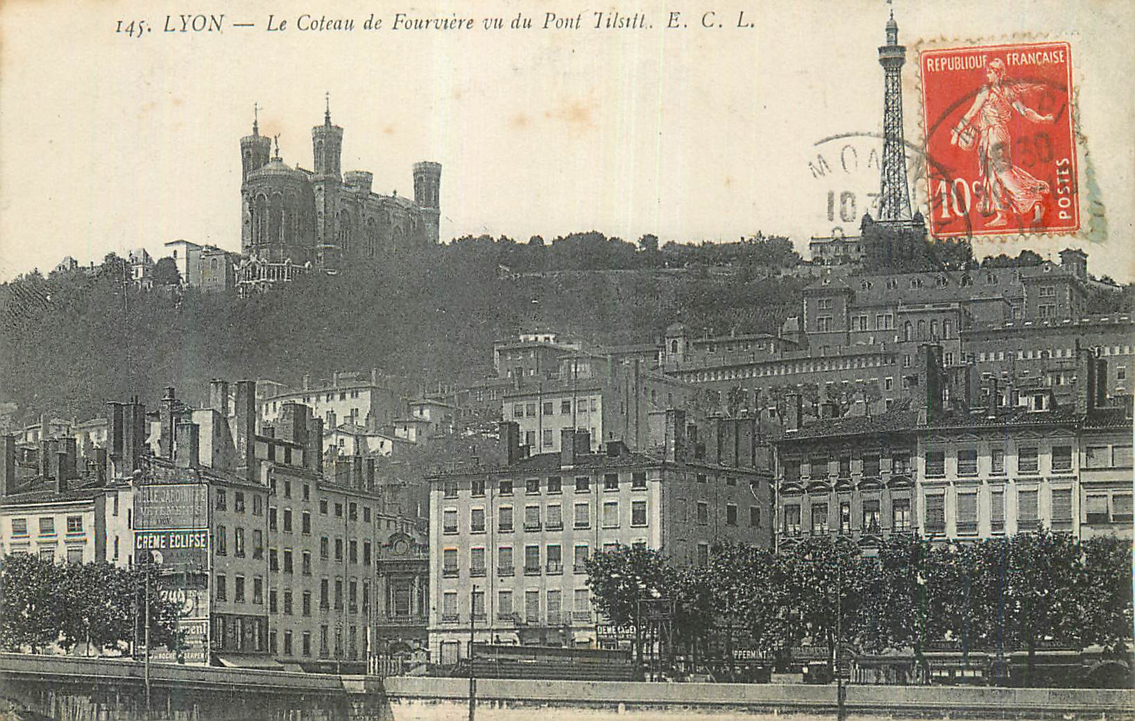 CPA Lyon Le Coteau de Fourviere vu du Pont Tilsitt