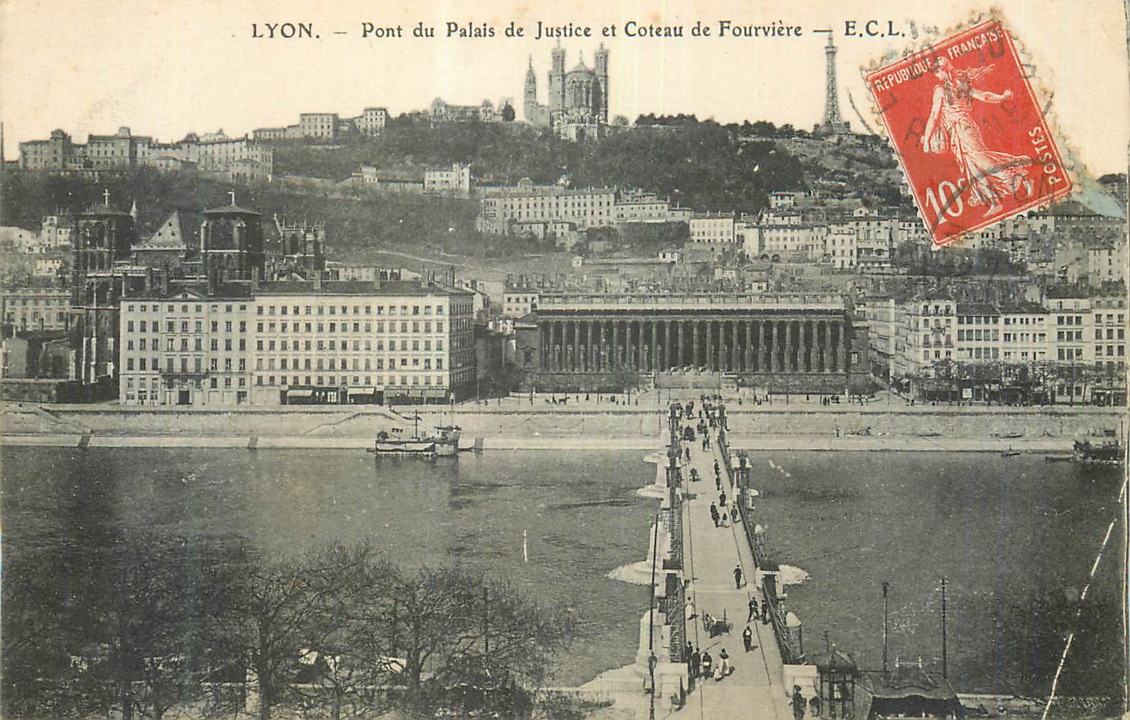 CPA Lyon Pont du Palais de Justice et Coteau de Fourviere