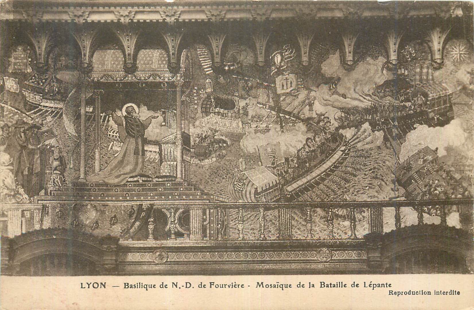 CPA Lyon Basilique de N D de Fourviere Mosaique de la Bataille de Lepante