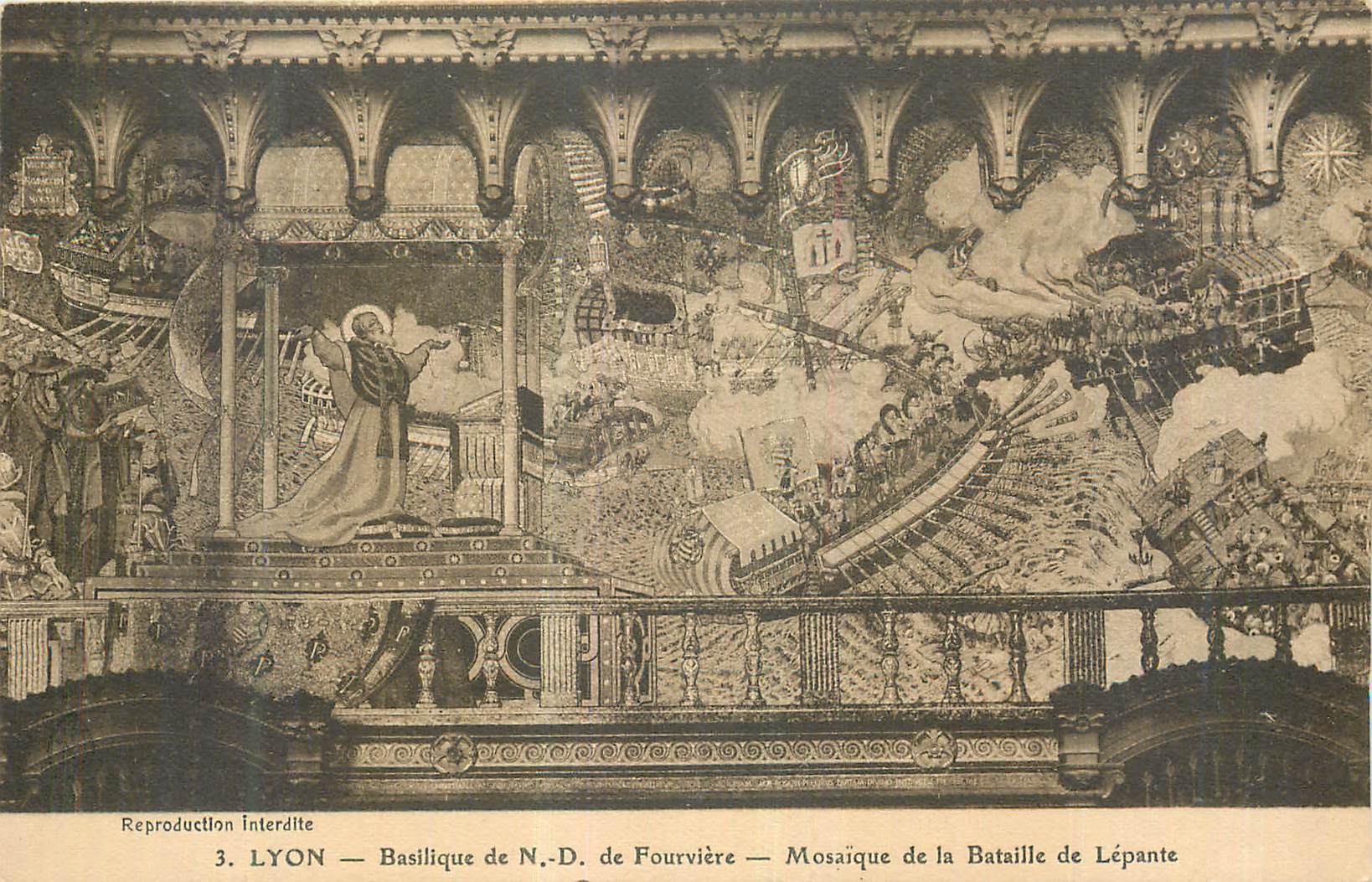 CPA Lyon Basilique de N D de Fourviere Mosaique de la Basilique de Lepante