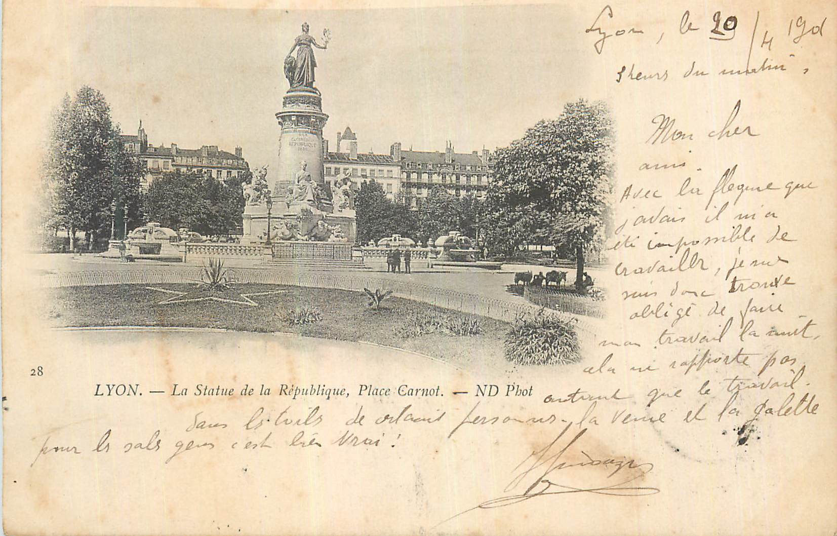 CPA Lyon Statue de la Republique Place Carnot (carte 1900)