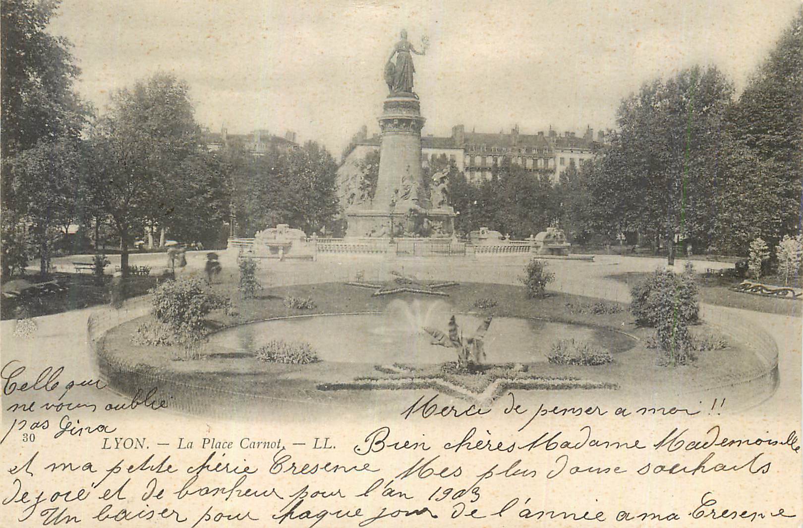 CPA Lyon La Place Carnot (carte 1900)