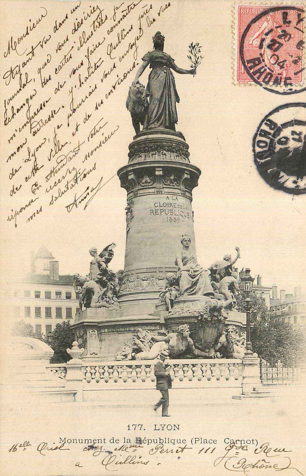 CPA Lyon Monument de la Republique (Place Carnot) (carte 1900)