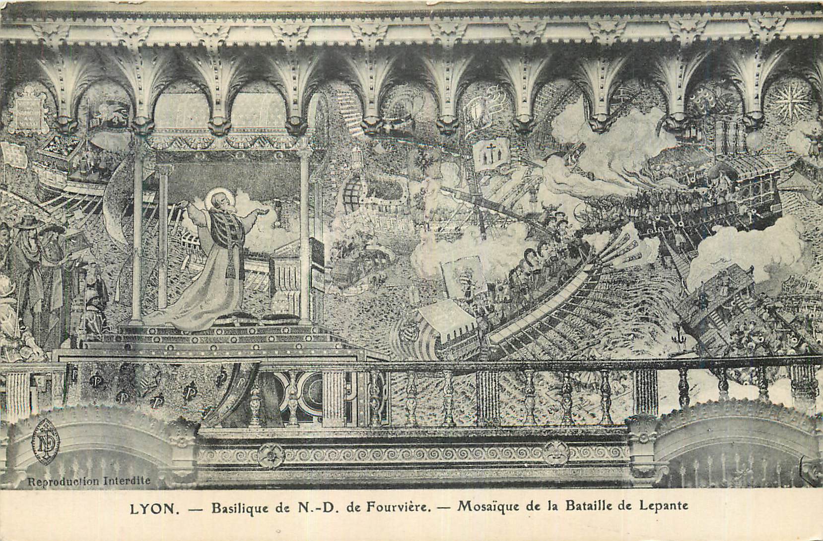 CPA Lyon Basilique de N D de Fourviere Mosaique de la Bataille de Lepante