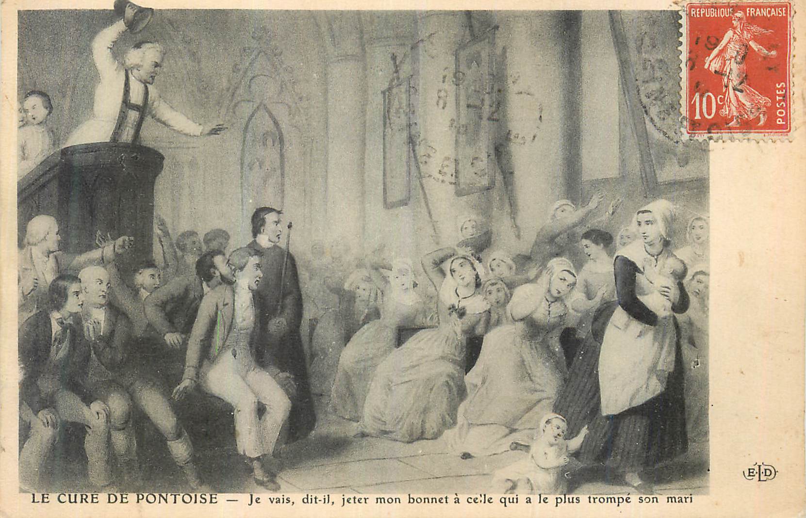 CPA Le Cure de Pontoise Je vais dit il Jeter mon Bonnet a Celle qui a le plus trompe son Mari