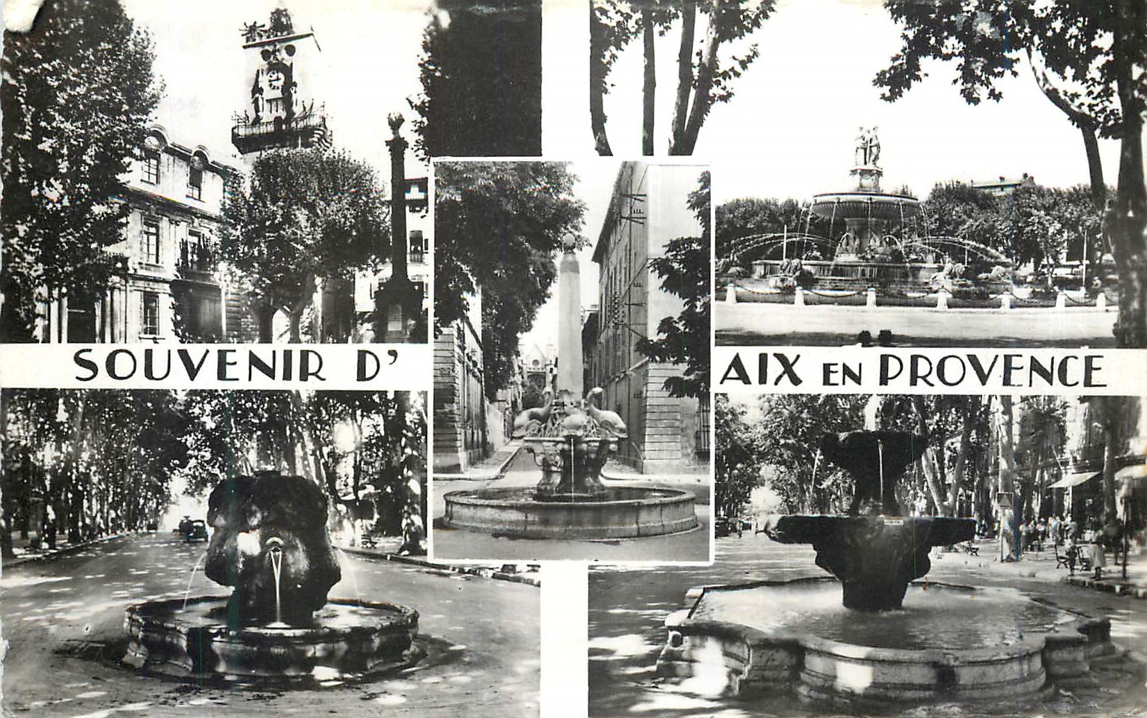 Aix-en-Provence — Souvenir d’ — collage de fontaines et monuments