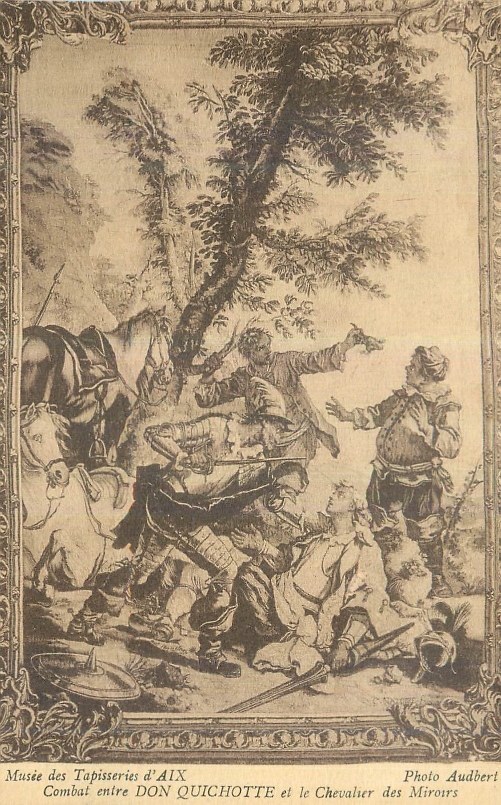Combat entre DON QUICHOTTE et le Chevalier des Miroirs — Musée des Tapisseries d'AIX — Photo Audbert