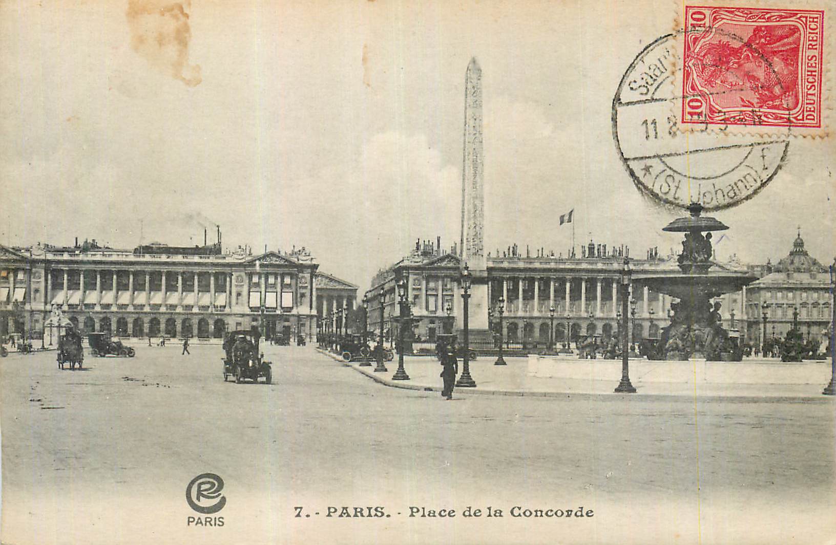 CPA Paris Place de la Concorde Timbre Germania Saar