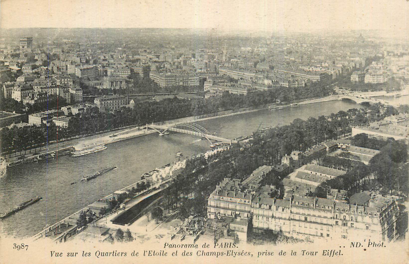 CPA Panorama de Paris Vue sur les Quartiers de l'Etoile et des Champs Elysees prise de la Tour Eiffel