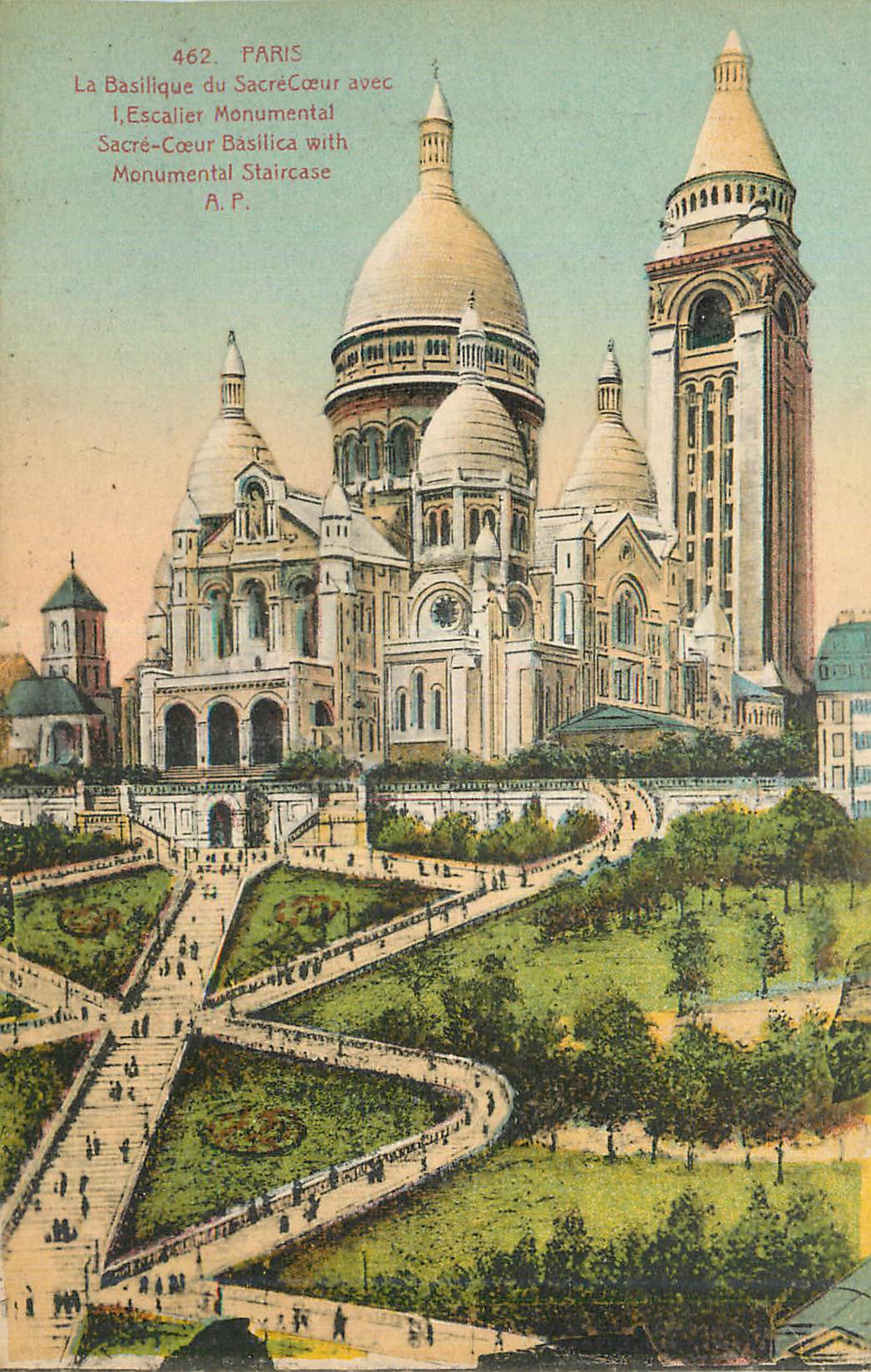 CPA Paris La Basilique du Sacre Coeur avec L'Escalier Monumental