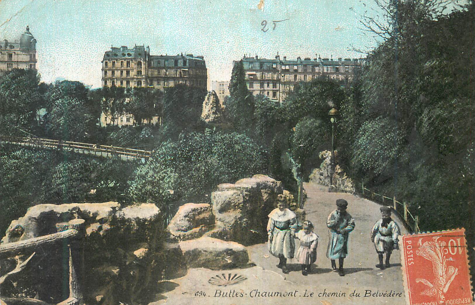 Buttes-Chaumont — Le chemin du Belvédère — éditeur anonyme, n° 694