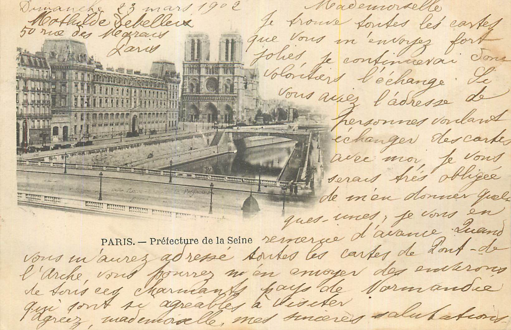 CPA Paris Prefecture de la Seine (carte 1900)