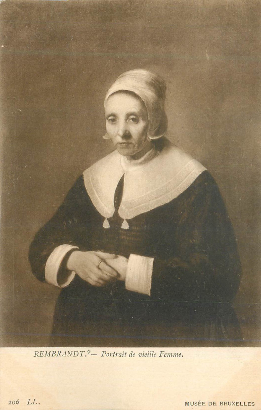 CPA Musee de Bruxelles Remblandt Portrait de Vieille Femme
