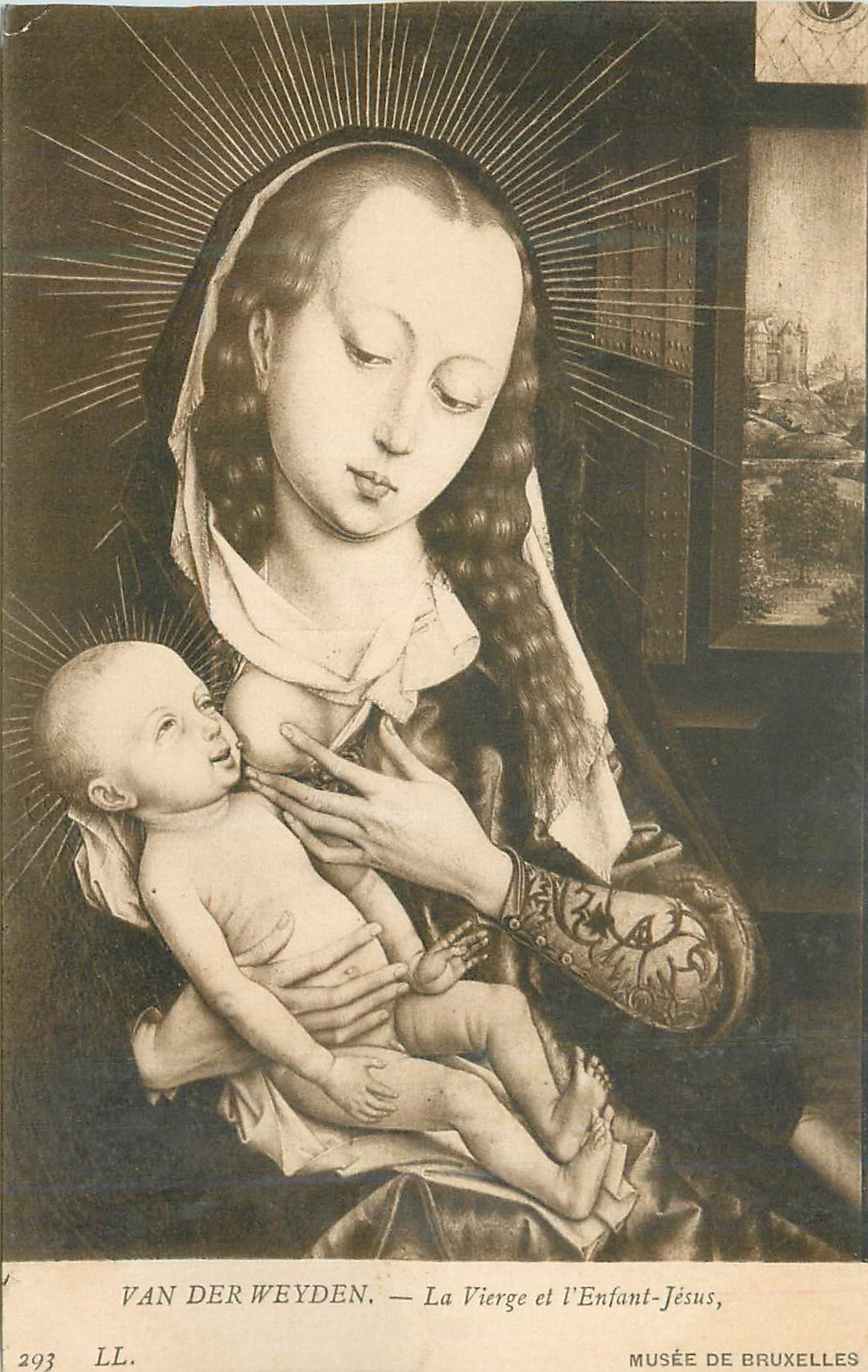 CPA Musee de Bruxelles Van Der Weyden La Vierge et l'Enfant Jesus