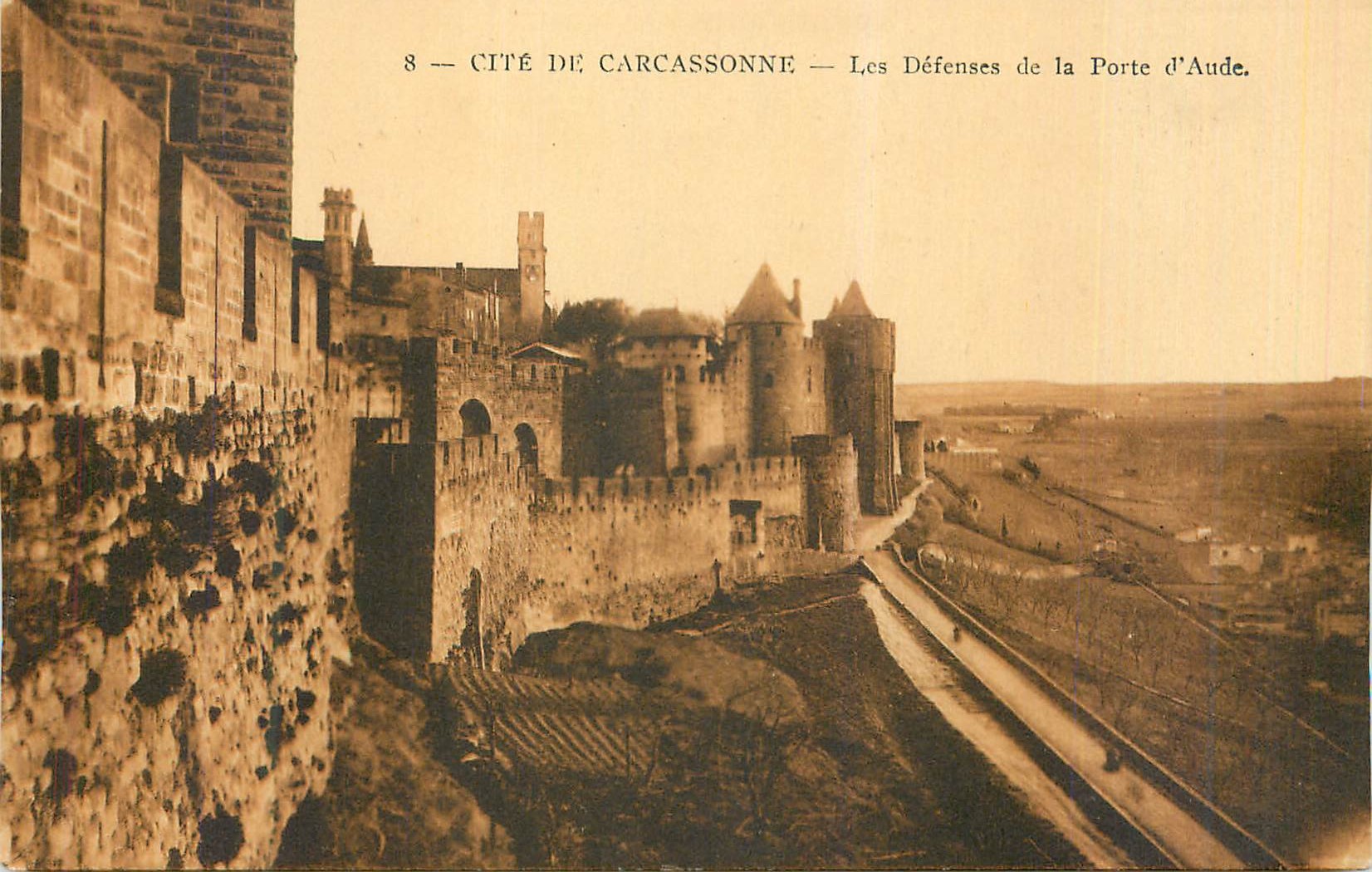 CPA Cite de Carcassonne Les Defenses de la Porte d'Aude