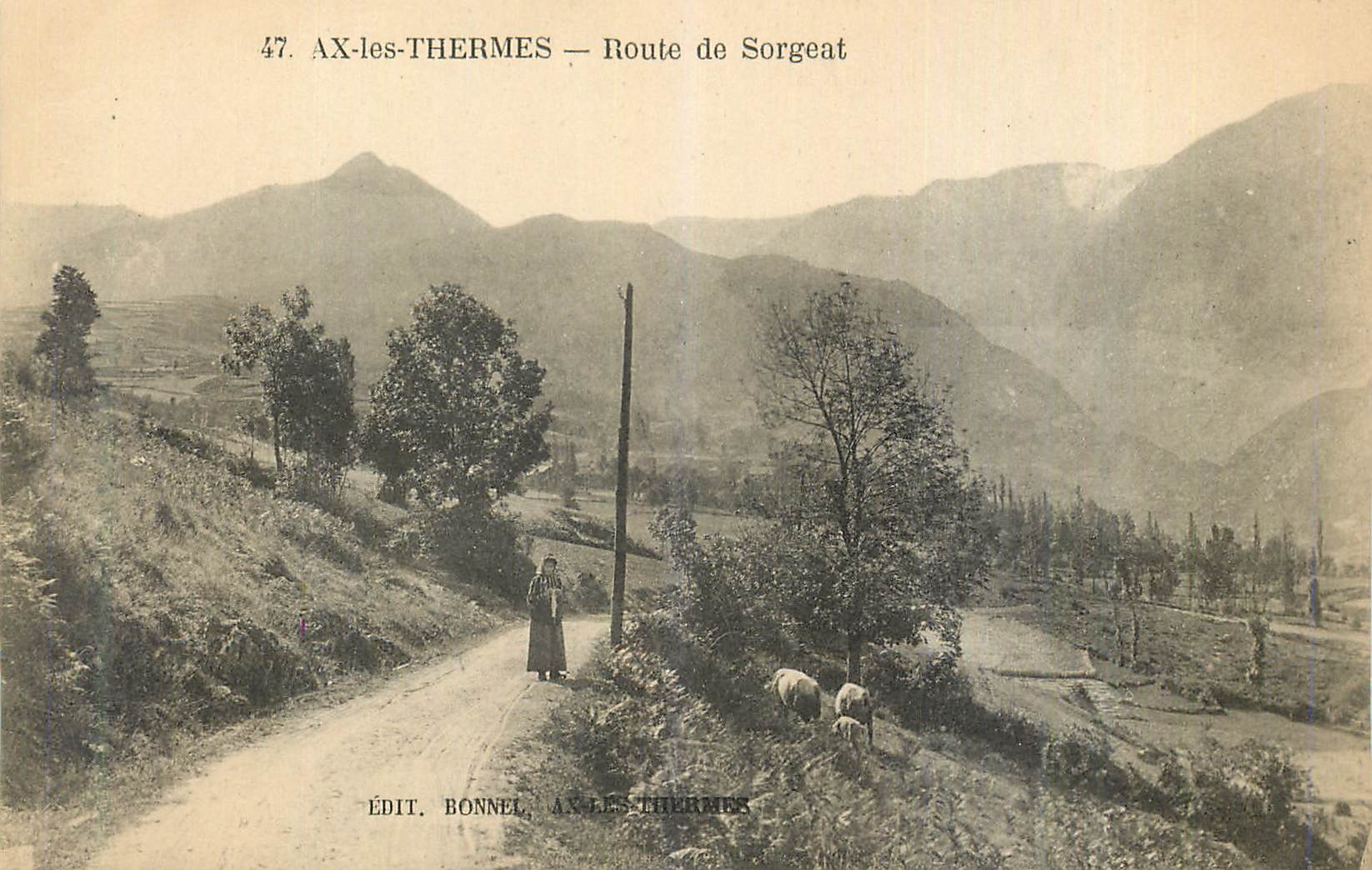 CPA Ax les Thermes Route de Sorgeat Femme Vaches