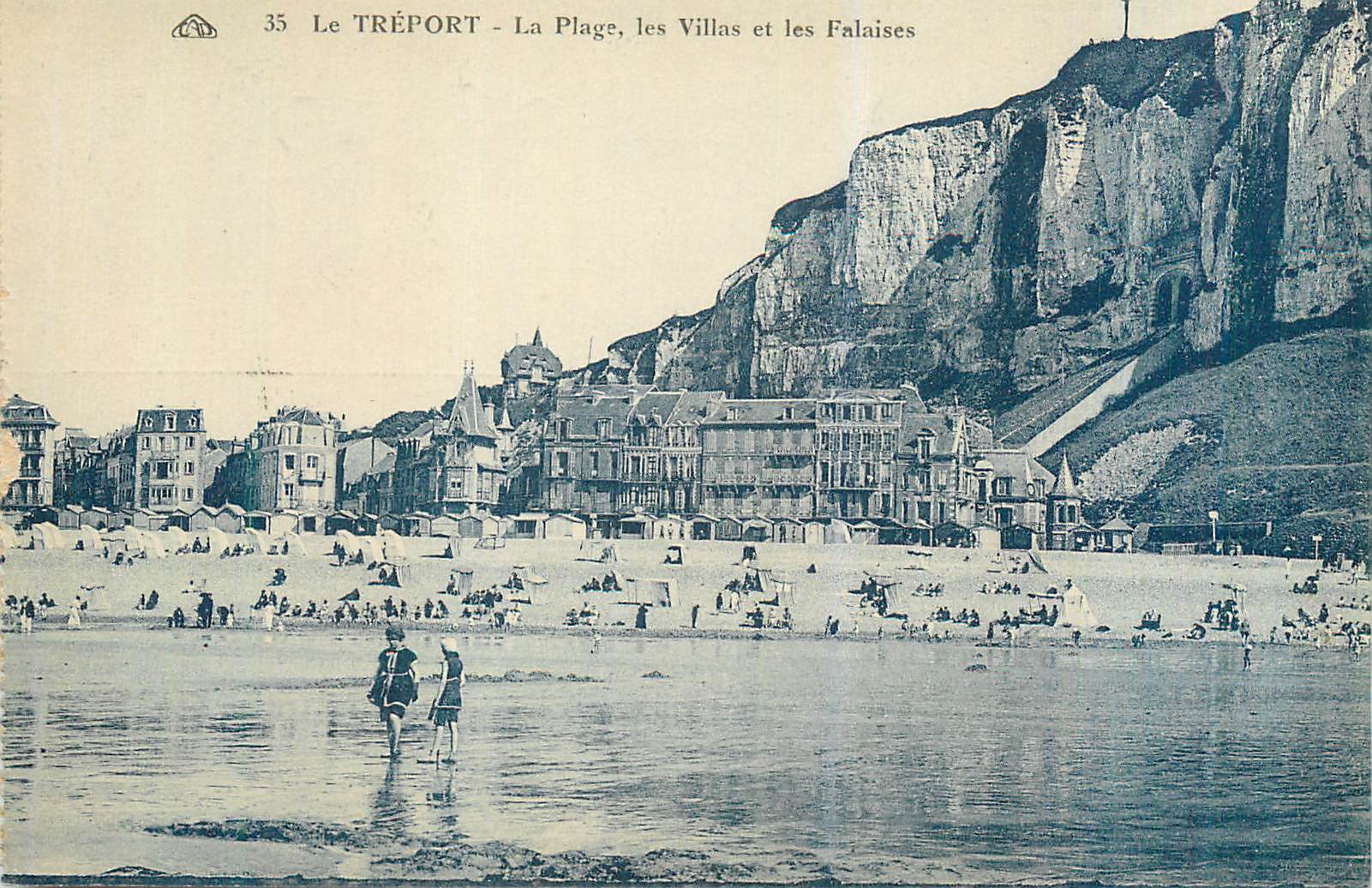 CPA Le Treport La Plage Les Villas et les Falaises
