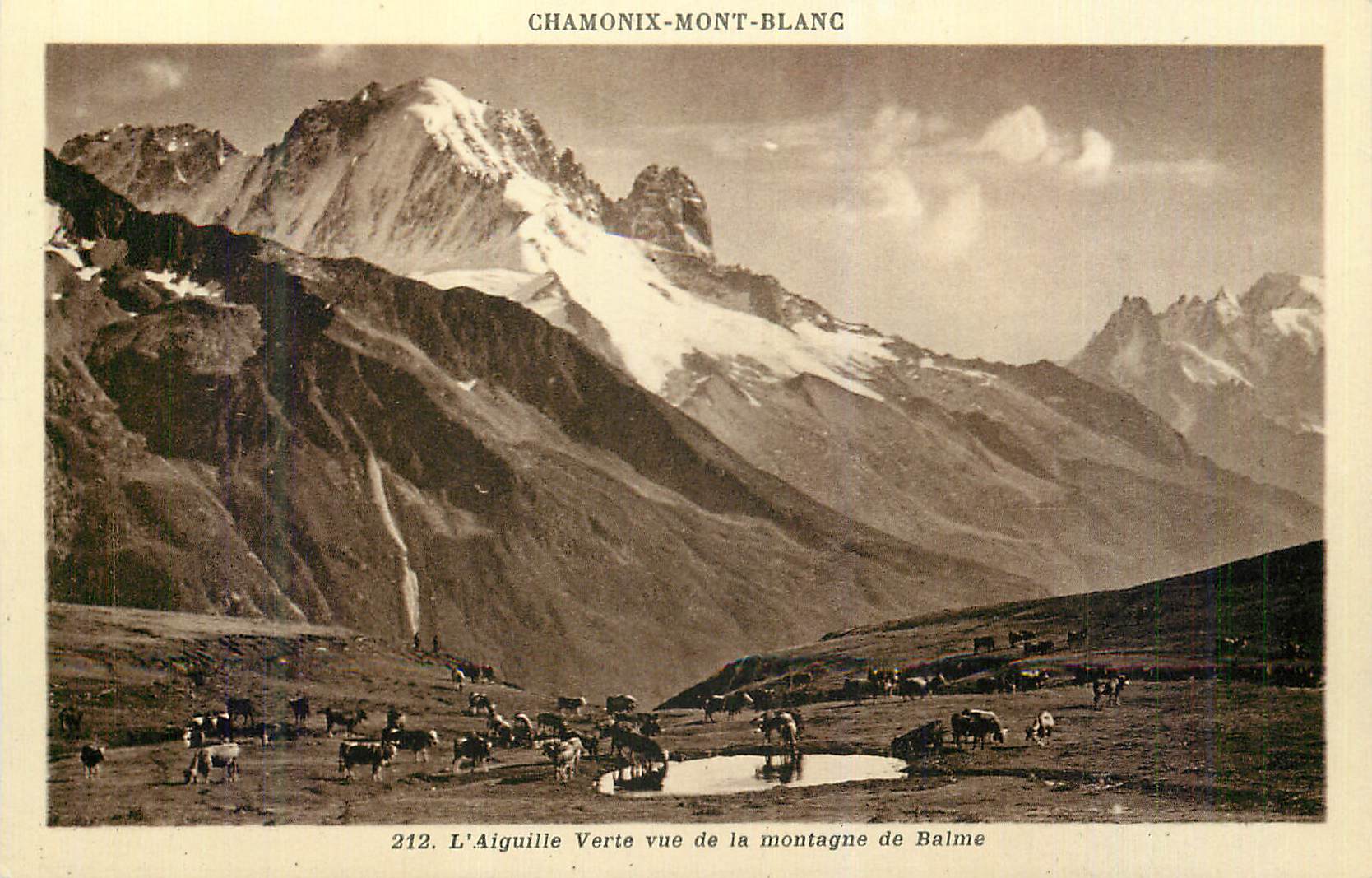 CPA Chamonix Mont Blanc L'Aiguille verte vue de la Montagne de Balme Vaches