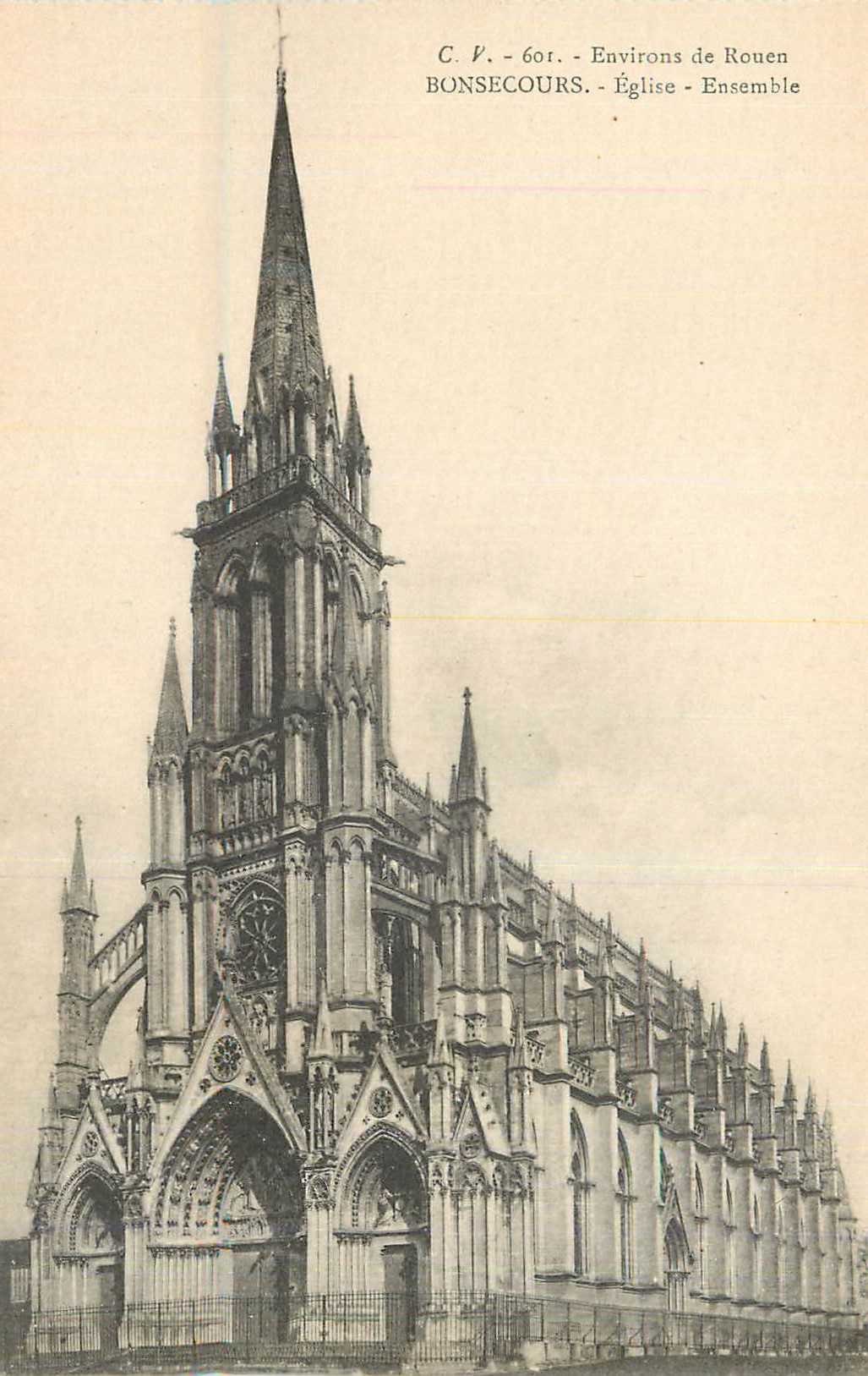 CPA Environs de Rouen Bonsecours Eglise Ensemble