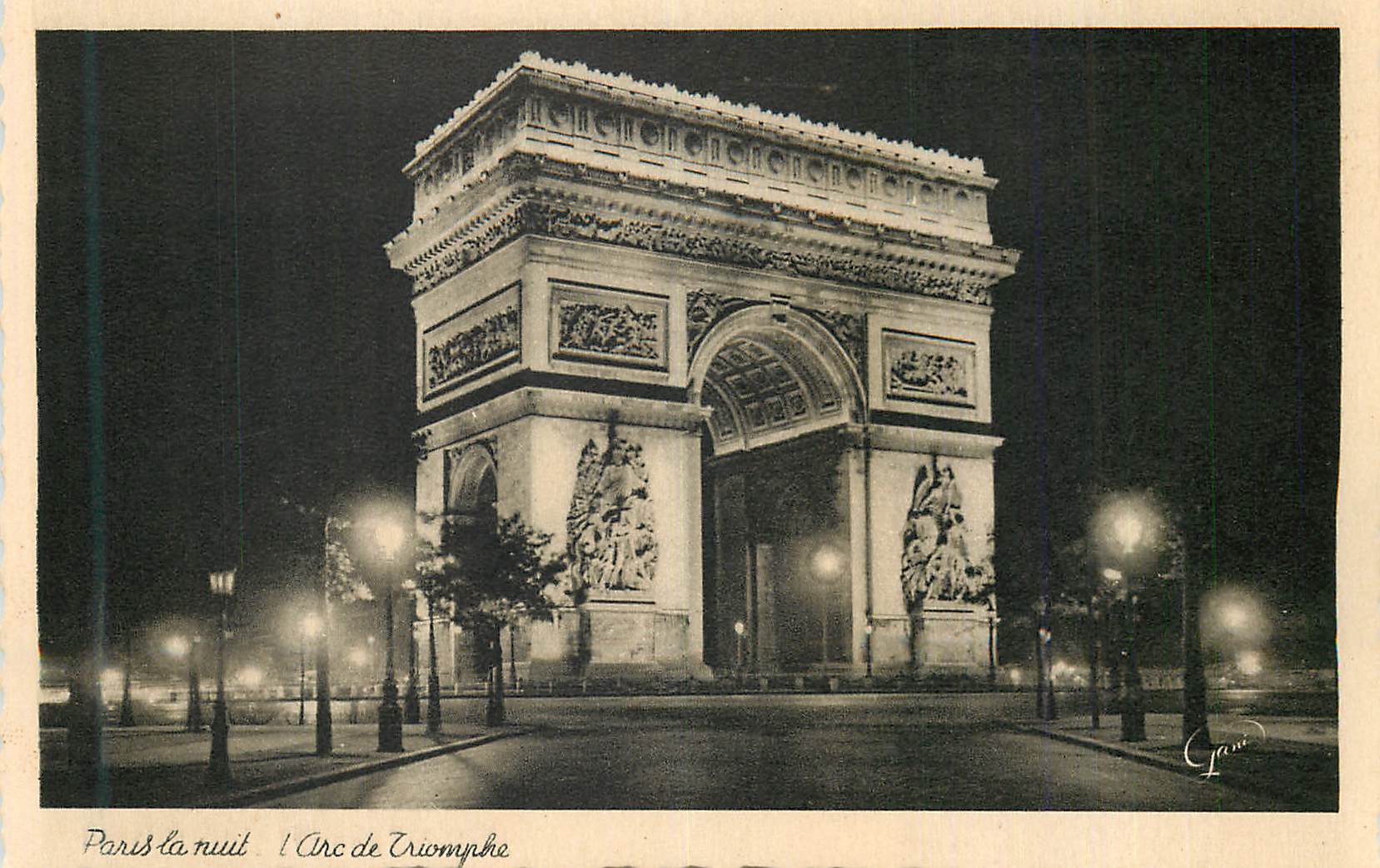 CPA Paris La Nuit L'Arc de Triomphe
