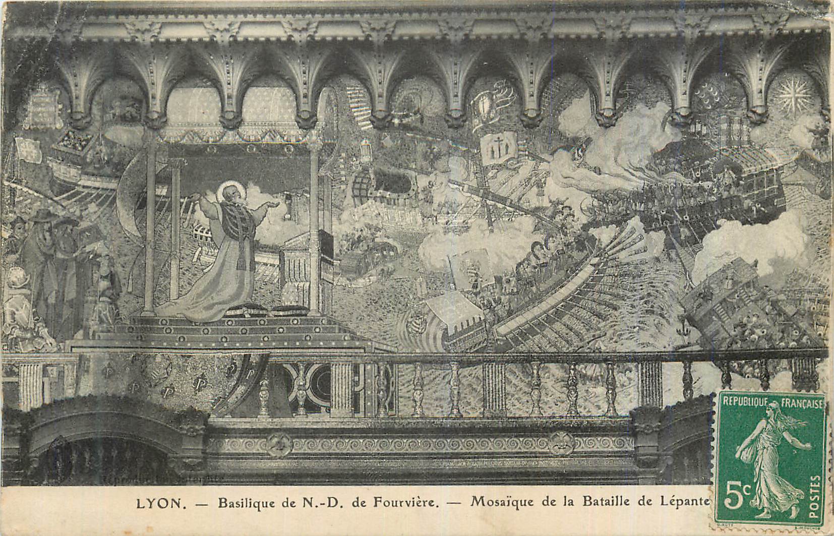 CPA Lyon de N D de Fourviere Mosaique de la Bataille de Lepante