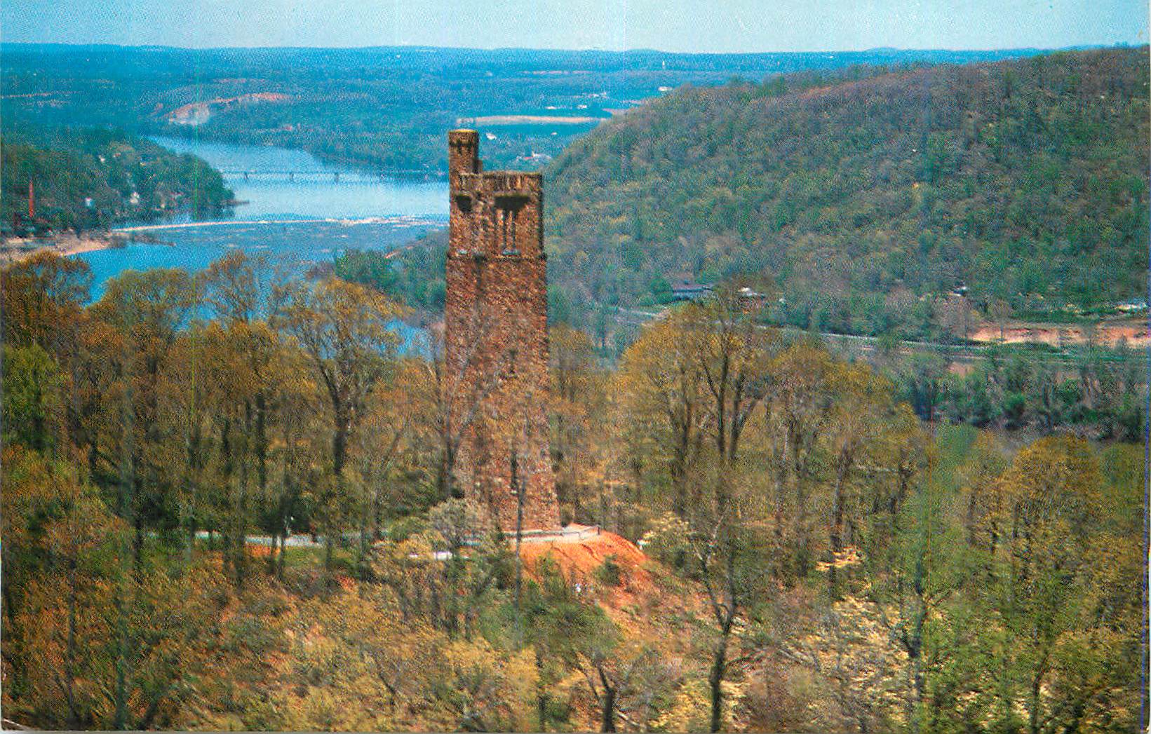 CPM Aerial View of Bowmon's Hill and Tower Washington Crossing Park Bucks Co Pennsylvanie