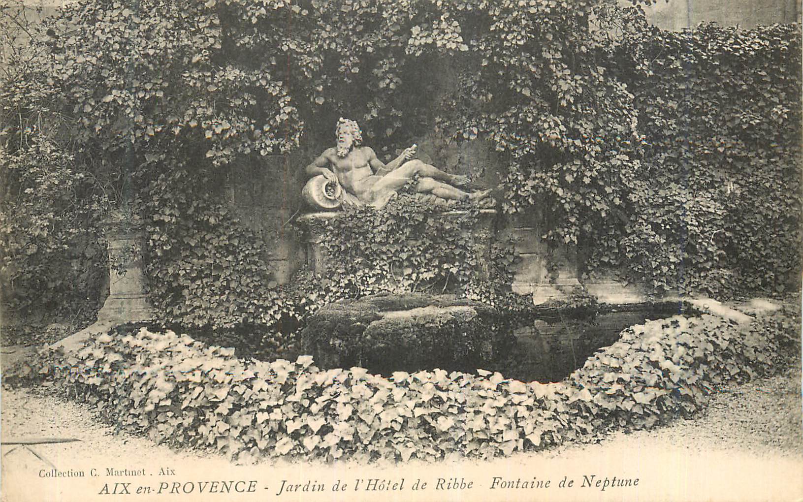Aix-en-Provence - Garten des Hôtel de Ribbe - Fontäne des Neptun