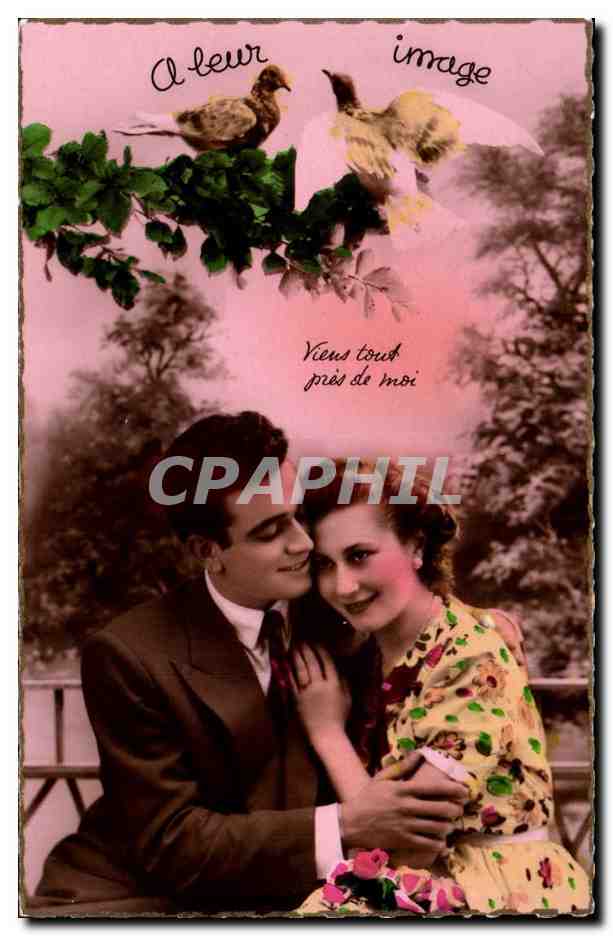 Couple amoureux — deux colombes sur branche — Éditions de Luce P. - Paris, n° 463