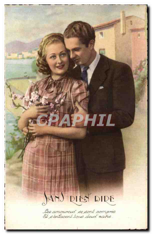 CPA Fantaisie Femme Couple Sans rien dire