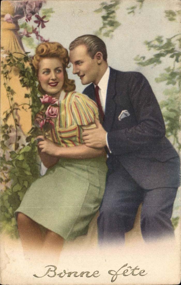 CPA Fantaisie Femme Couple Bonne fete