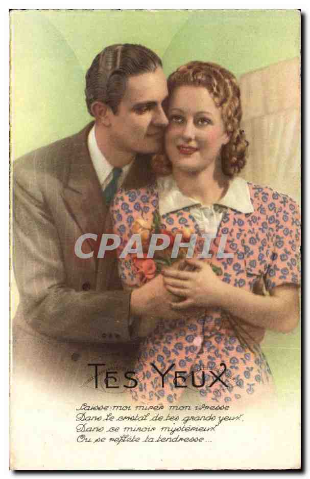 CPA Fantaisie Femme Couple Tes yeux