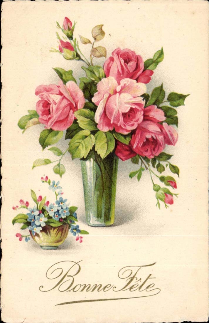 CPA Fantaisie Fleurs Bonne fete