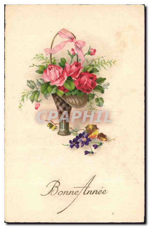 CPA Fantaisie Fleurs Bonne annee
