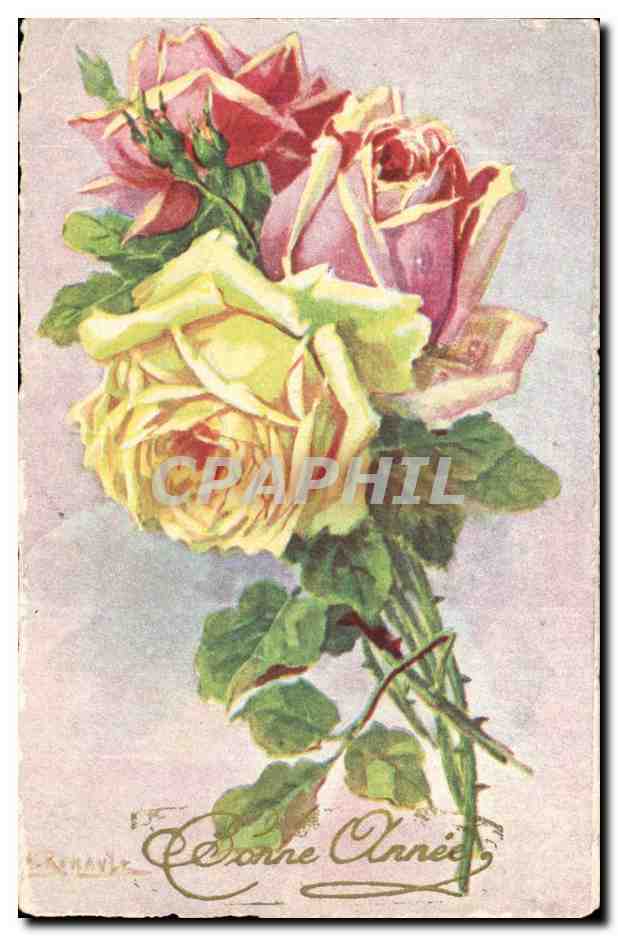 CPA Fantaisie Fleurs Bonne annee