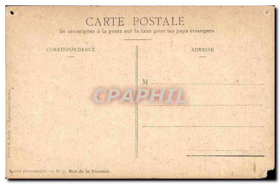 Rouen CPA Rue de la Vicomte — Rückseite