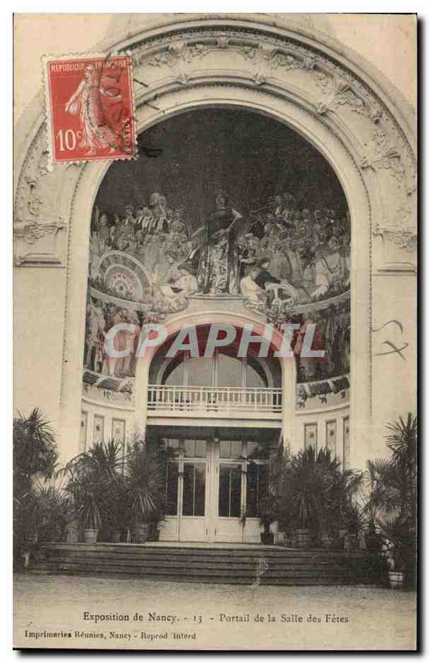 Exposition de Nancy - Portail de la Salle des Fêtes — Imprimeries Réunies, Nancy - Reprod. Interd.