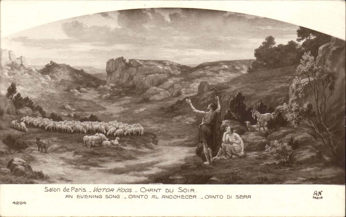 CPA SAlon de Paris Victor Hugo Chant du soir (moutons)