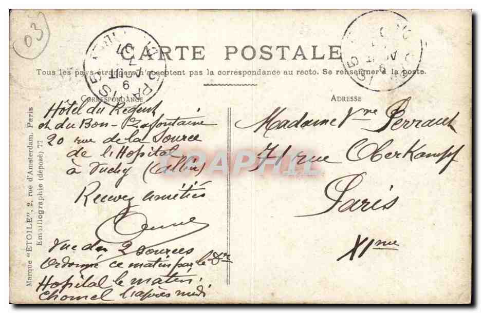 Vichy CPA La source Chomel — Rückseite