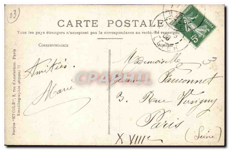 Vichy CPA Le pavillon SEvigne — Rückseite