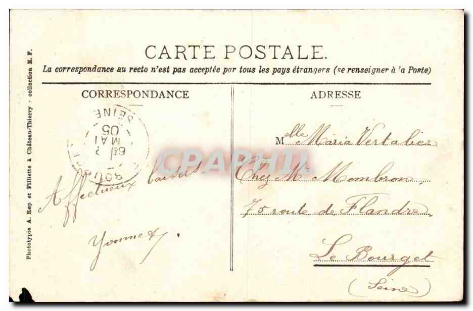 Saint-Germain-en-Laye - Ansicht des Schlosses vom Park — Verlag: Rep et Filliette & Château-Thierry — Rückseite