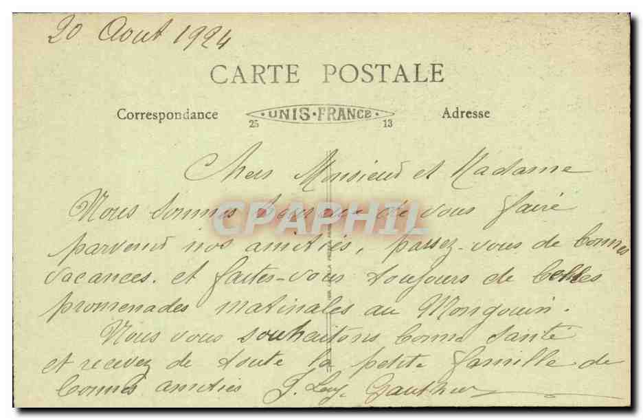 Lac du Bourget — Chemin de fer d'Aix-les-Bains à Culoz — Éditeur E.F. 'Luce', n° 325 — Verso