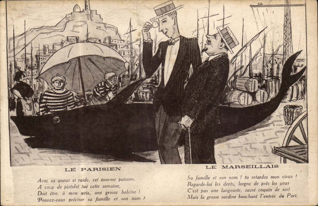 CPA Fantaisie Le parisien Le marseillais