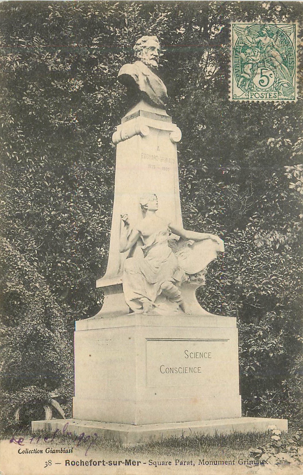 CPA Rochefort sur Mer Square Parat Monument Grimaux chimiste